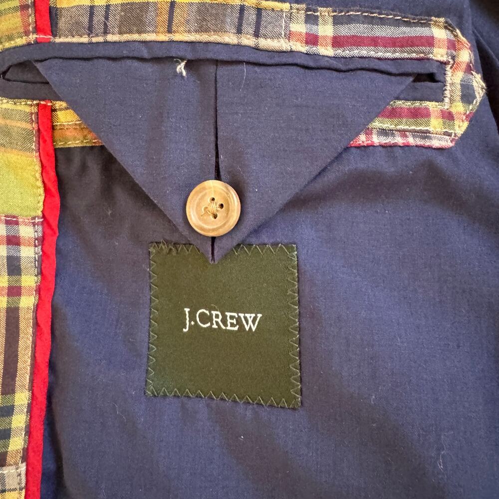 J.Crew Madras Patchwork Mens Blazer Preppy Size 42 Regular Sport Coat Academia - Picture 8 of 11
